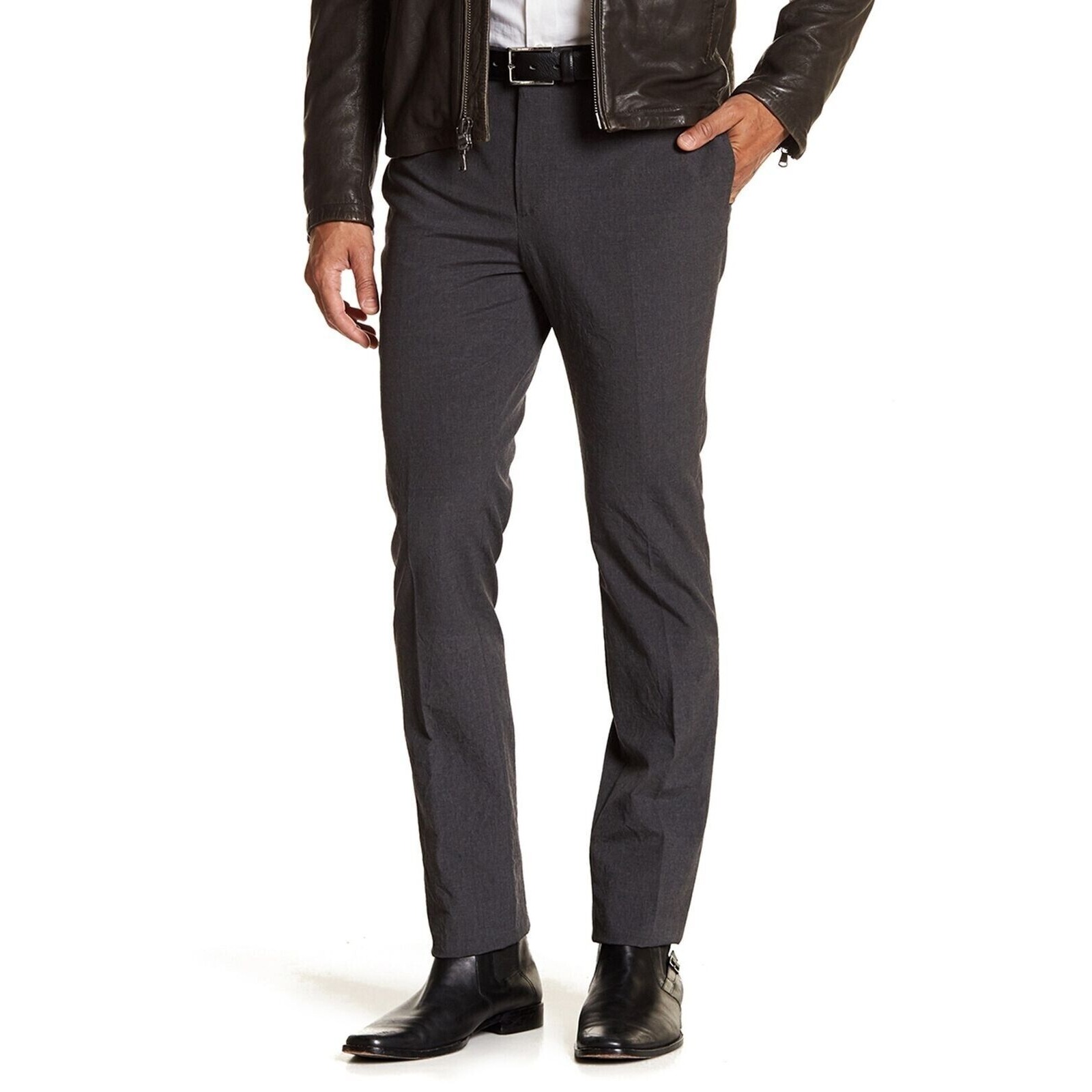 John Varvatos Wrinkled Slim Grey Jaspe Pants Size 48 Eu 32 Us